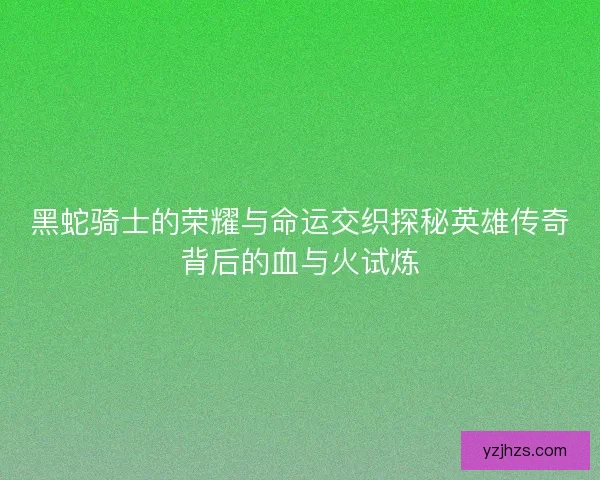 黑蛇骑士的荣耀与命运交织探秘英雄传奇背后的血与火试炼