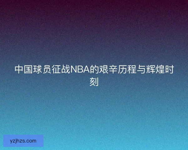 中国球员征战NBA的艰辛历程与辉煌时刻