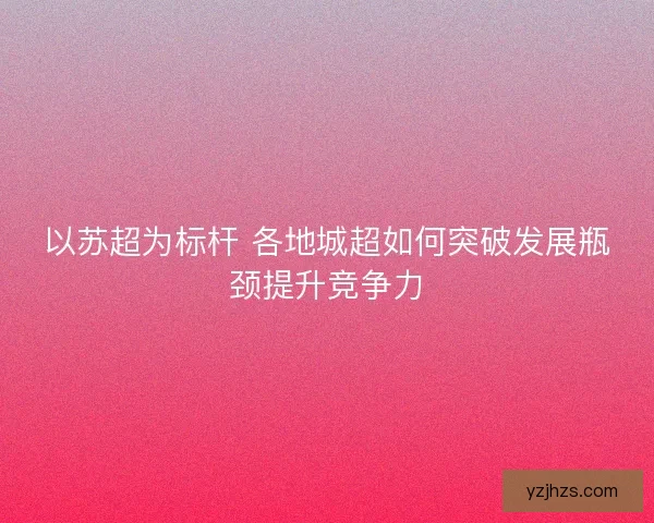 以苏超为标杆 各地城超如何突破发展瓶颈提升竞争力