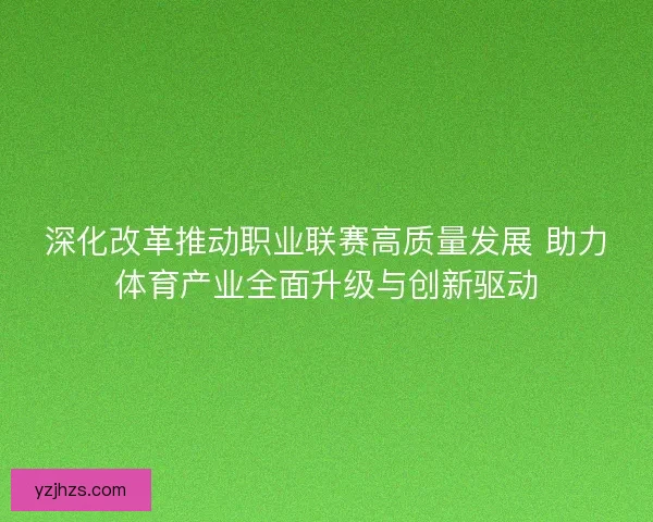 深化改革推动职业联赛高质量发展 助力体育产业全面升级与创新驱动